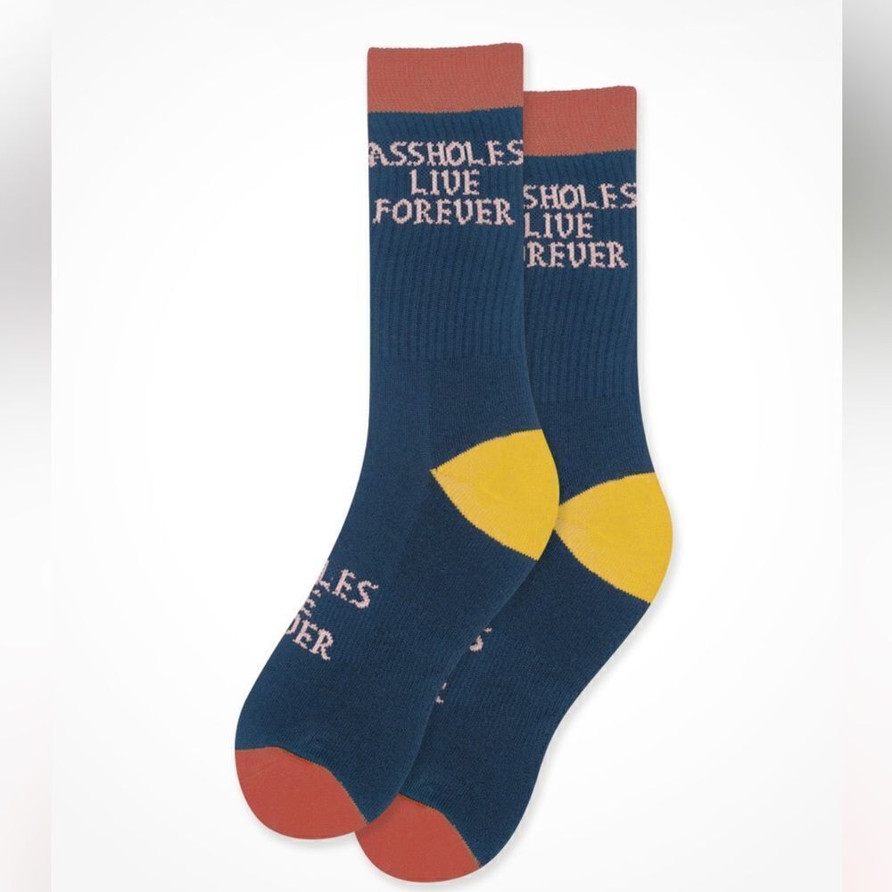 Assholes live forever color block socks OS (4050) NEW